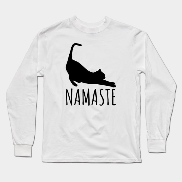 Namaste Stretching Cat Yoga Funny Yoga Tee Shirt Long Sleeve T-Shirt by RedYolk